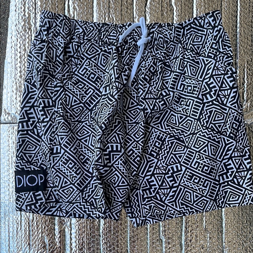 Black and White Geometric Men's Shorts